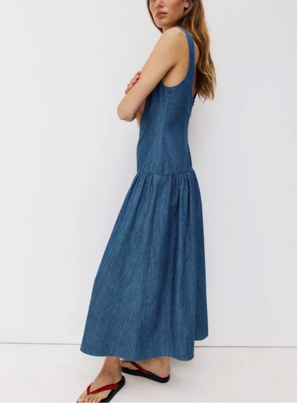 Zara Midi Cape denim dress NWT